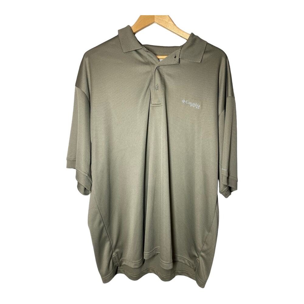 Columbia PFG Fishing Polo Shirt Vented XL Olive Green Short Sleeve Mens